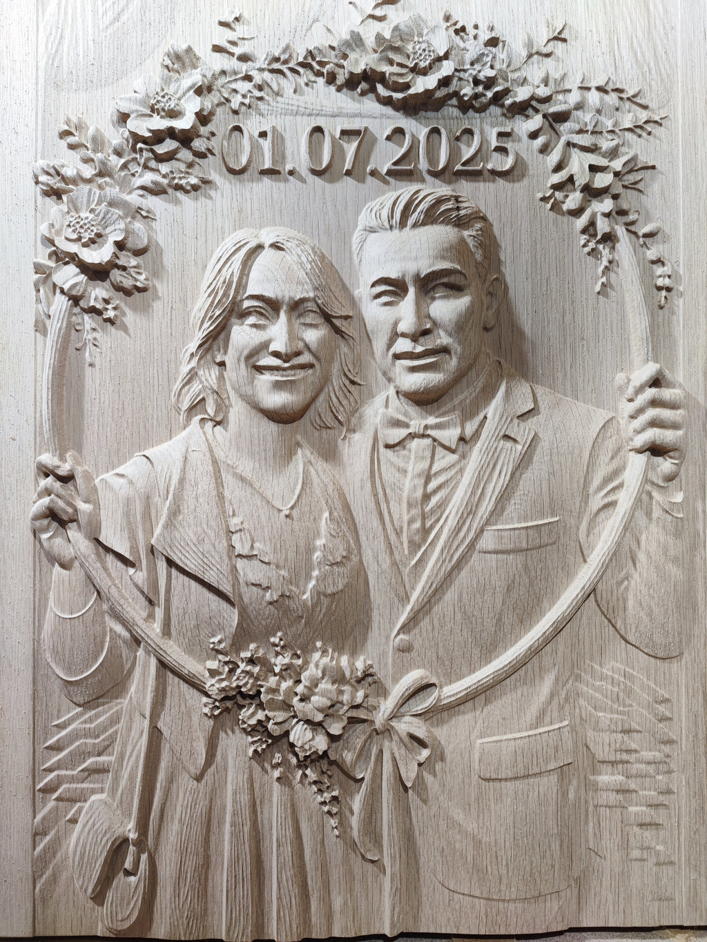 3D Holzbild Hochzeit