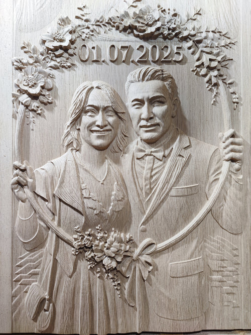 3D Holzbild Hochzeit
